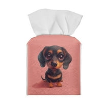 ZUXONGSY Dachshund Square Tissue Box Covers PU Leather Household Tissue Holder Stylish Tissue Box Cover Decorative Tissue Cube Box Cover for Children Birthday Gifts