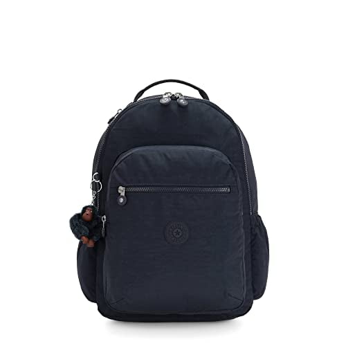 Kipling Seoul Backpack, True Blue Tonal 2, 12.75&quot; L x 17.25&quot; H x 9&quot; D, Women's Seoul 15” Laptop Backpack, Durable, Roomy With Padded Shoulder Straps, Nylon School Bag