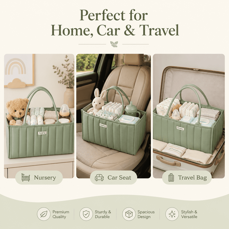 Baby Diaper Caddy Organizer With Handles photo 3