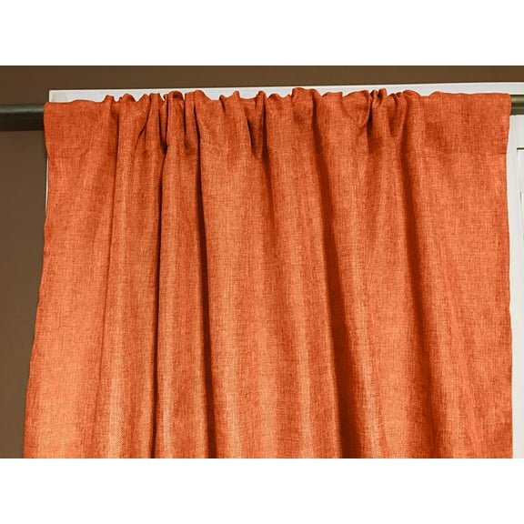 Faux Burlap Texture Polyester Solid Single Curtain Panel 58 Inch Wide Orange