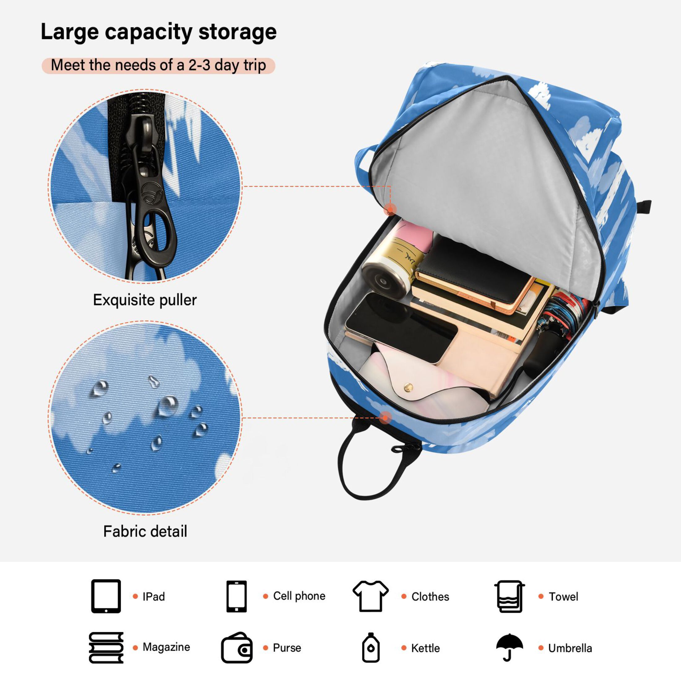 2 Racquet Holder Tennis Backpack Tennis Racket Covers Gym Bags Cartoon-style White Sheep