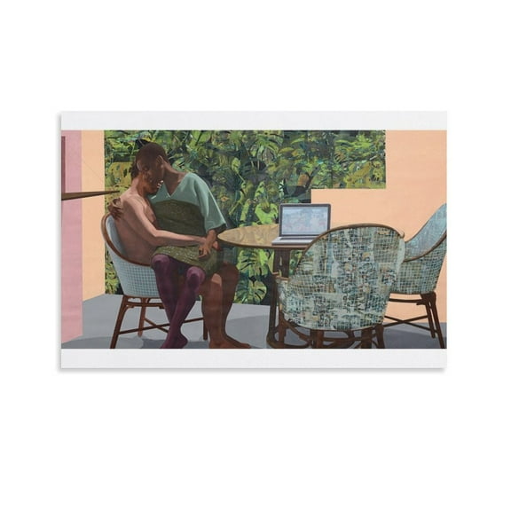 Njideka Akunyili Crosby American Artist Print Posters Art Print Wall Photo Paint Poster Hanging Picture Family Bedroom Decor Gift 12x18inch(30x45cm)