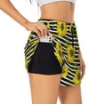 thumbnail image 2 of Bixox Women's Sunflowers On Black And White Stripes pattern 2 in 1 Running Shorts - Lightweight Athletic Workout Gym Yoga Shorts Liner with Pockets - Medium, 2 of 7