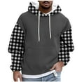 thumbnail image 6 of Txeol Plaid Hoodies for Men Casual Drawstring Hooded Sweatshirts with Kangaroo Pocket Fall Winter Fleece Lined Pullover Tops,Black L, 6 of 6