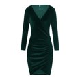 thumbnail image 3 of Komoo Women Mini Dress Long Sleeve V Neck Hide Tummy Velvet Bodycon Dress Cocktail Party Night Out Dresses Club Dress, 3 of 6