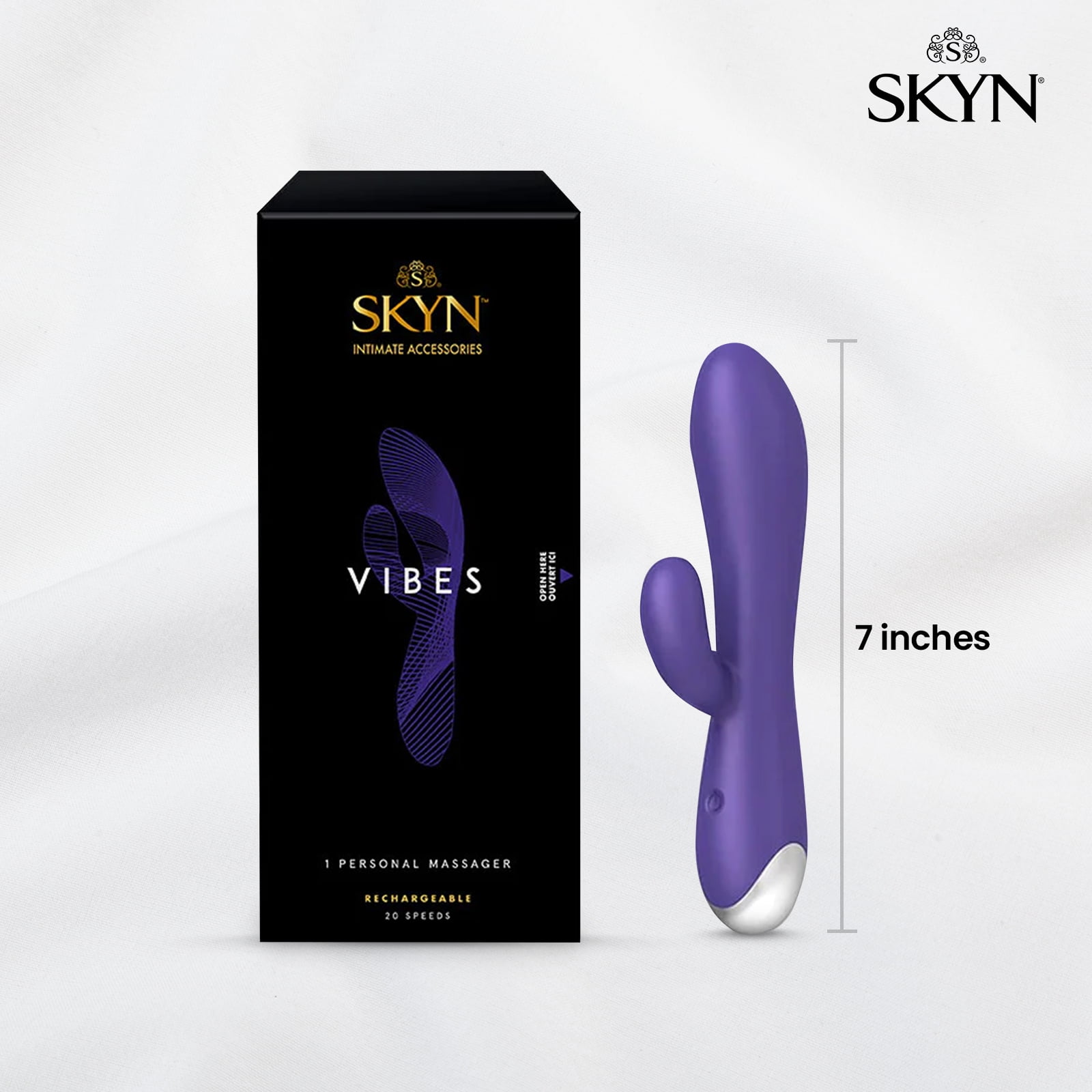 SKYN Shiver Bullet Massager Vibrator, 7 Speeds, Purple