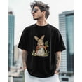 thumbnail image 4 of Camiseta de manga corta con estampado de Pascua para hombre, talla L, color negro, 4 of 8