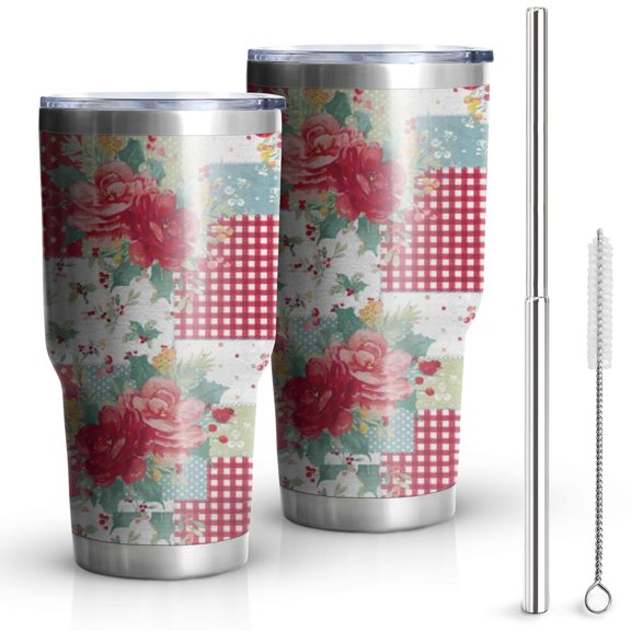 30oz Pioneer Flower Tumblers Stainless Steel Tumbler with Lid and Straw,Vacuum Insulated Double Wall Travel Tumbler Cups Mug with Cleaning Brush for Coffee,Tea