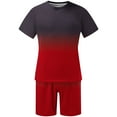 thumbnail image 3 of Mens Short Shorts,T-Shirts for Men,'S T-Shirt Set Colorless Gradient Printing Round Neck Short Sleeve T-Shirt Shorts Regular Casual Sports Shorts Two Piece Set,Short Shorts for Men, 3 of 5
