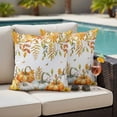 thumbnail image 4 of Orange Fall Outdoor Waterproof Pillow Covers, Thanksgiving Weeping Maple Leaf Pumpkins Decorative Square Throw Pillowcase Sofa Cushion Sham for Patio/Couch/Chair, 24"x24" 2 Pack, 4 of 8