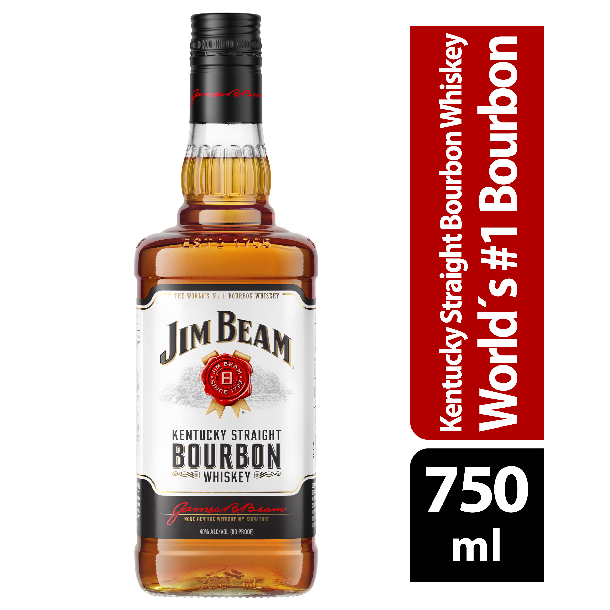 Jim Beam White Label Straight Bourbon, 750 ml Bottle, ABV 40.00% - image 3 of 8