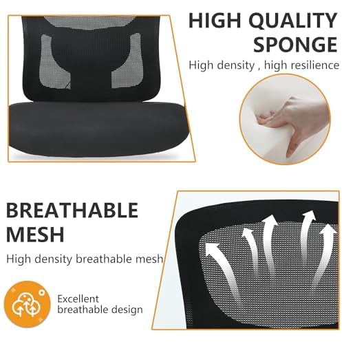 PayLessHere 500lb Capacity Mesh Office Chair, Ergonomic Swivel Desk Chair with Lumbar Support for Adults, Black