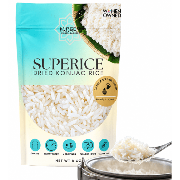 Superamen Organic Konjac Rice, 8oz (225g) Each), Plant-Based, Quick-Cooking Rice Alternative, Pantry Staple for Stir-Fries, Soups & More