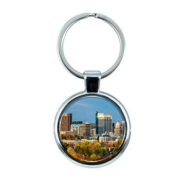 Boise Idaho Keychain with Epoxy Dome and Metal Keyring