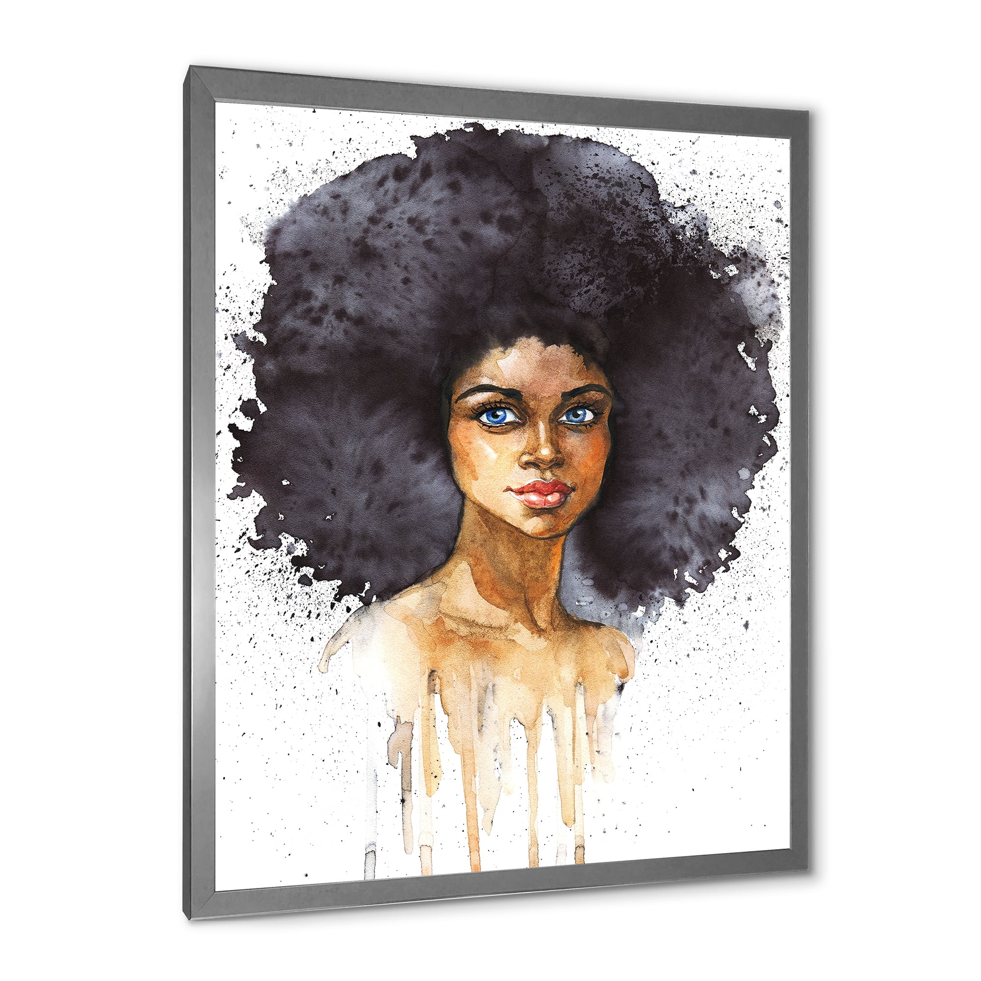 Designart 'Portrait of Afro American Woman X' Modern Framed Art Print