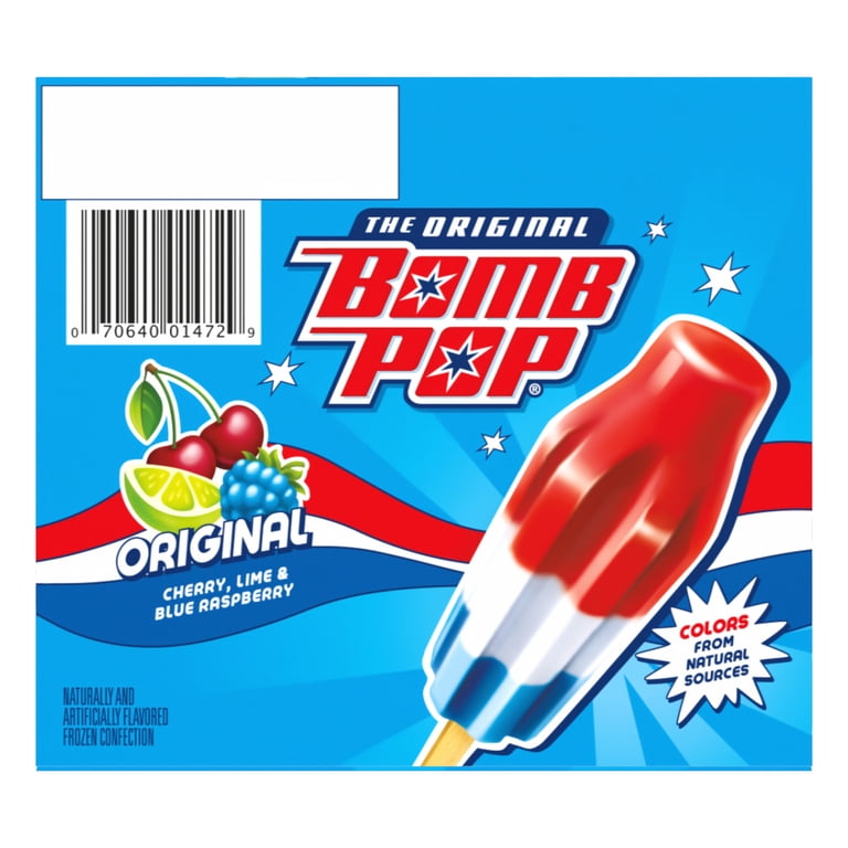 Bomb Pop Original Freeze Ice Pops, Frozen Freezer Dessert, 24 Pack