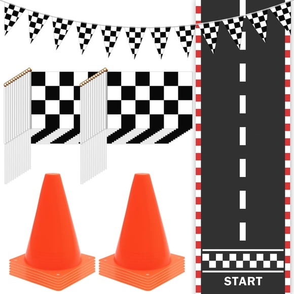 Set Party Supplies Windspeed Race Car, 38 unidades, bandera a cuadros