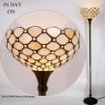 thumbnail image 6 of Tiffany Style Floor Lamp Torchiere Up Lighting W12H66 Inch Amber Stained Glass Crystal Bead Lampshade Antique Standing Iron Base 1E26 Foot Switch S005 Living Room Home Office Decoration, 6 of 7