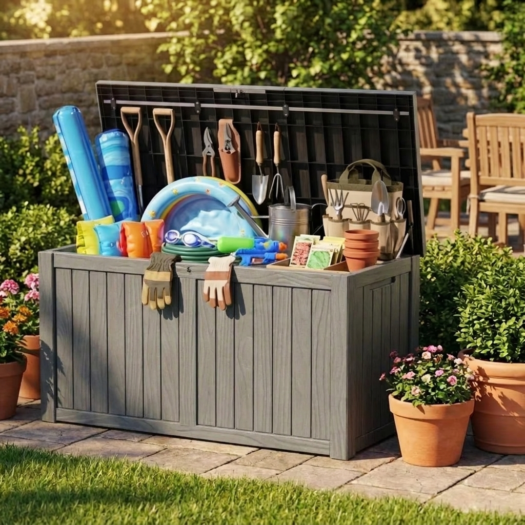 Lifetime Large Outdoor Storage Deck Box, Heavy-Duty 130 Gallon
