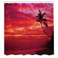 thumbnail image 2 of Ambesonne Ocean Shower Curtain, Tropical Island Beach Palms, 69"Wx75"L, Red, 2 of 4