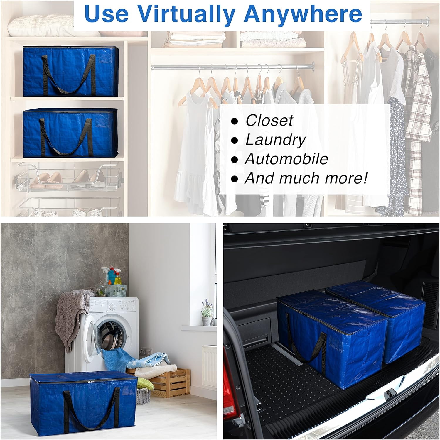 ClearSpace Heavy Duty Moving Bags or Storage Bag – Large Moving Boxes with Backpack Straps, Zippers & Handles – Perfect for Moving, College Dorm, Traveling, Camping, Christmas Decorations, 4 Pack