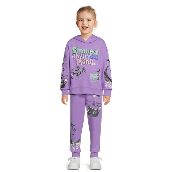 Baby Yoda Girls Graphic Hoodie and Jogger Outfit Set, 2-Piece, Sizes 4-16