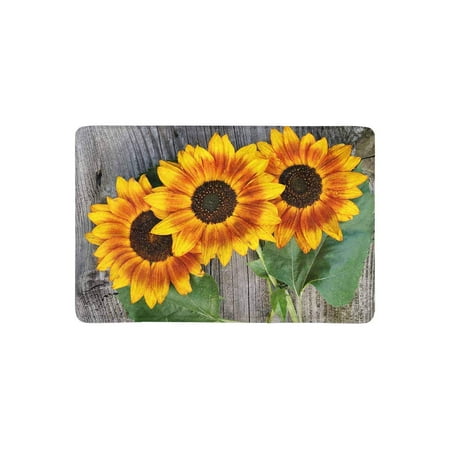 Old Door Decor MKHERT Old Wood Boards with Sunflowers Vintage Concept Doormat Rug Home Decor Floor Mat Bath Mat 23.6x15.7 inch ()