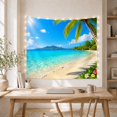 thumbnail image 5 of Tropical Beach with Palm Tree and Plumeria, Serene Coastal for Beach Lovers, Botanical Wall Art, Housewarming Gift, Tapestry Wall Hanging for Bedroom and Living Room, 5 of 7