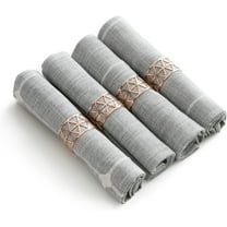 Napkin 45x45cm Set of 4 Pieces, Decorative Cotton Linen Napkins for Famliy Dinner, Light Grey