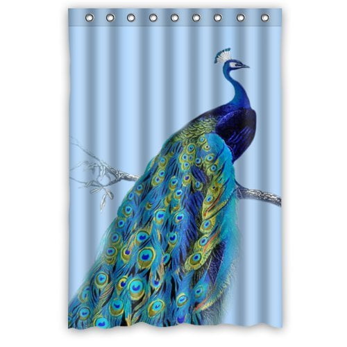 MOHome Vintage Peacock Feathers Shower Curtain Waterproof Polyester