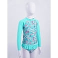 thumbnail image 2 of MSemis Girls Mermaid Swimsuit 2-Pieces Rash Guard Sets Bathing Suit, Size 3T-16 Green Flowers 6, 2 of 6
