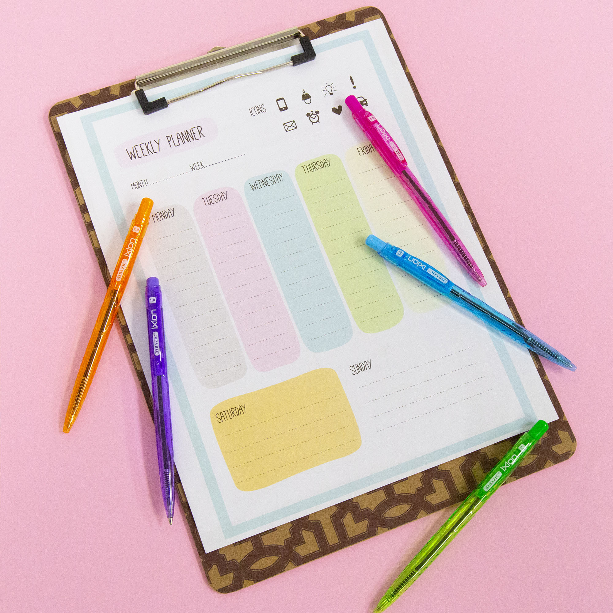 BAZIC Writing Instruments with Compact Floor Display, 157 Units Count, Markers Pens Highlighters Mechanical Pencils