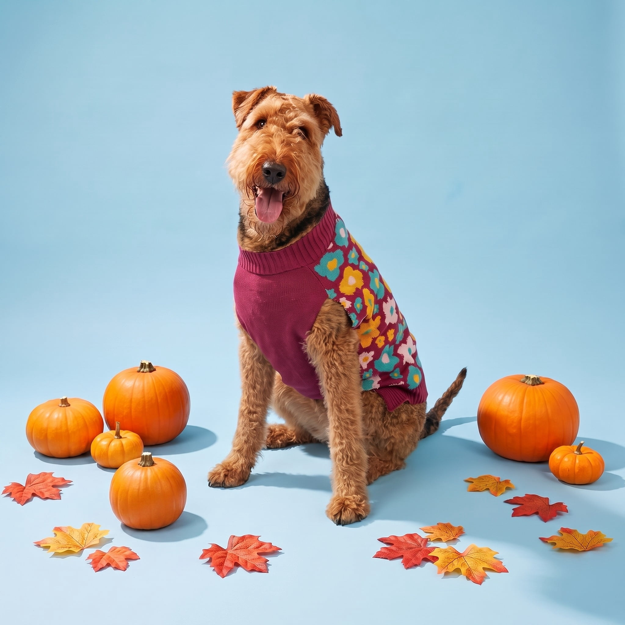 Vibrant Life Sweater for Dogs, Fall Flowers, Red and Yellow, L