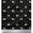 thumbnail image 1 of Soimoi Black Cotton Jersey Fabric Bow & Diamond Geometric Print Fabric by Yard 58 Inch Wide, 1 of 3
