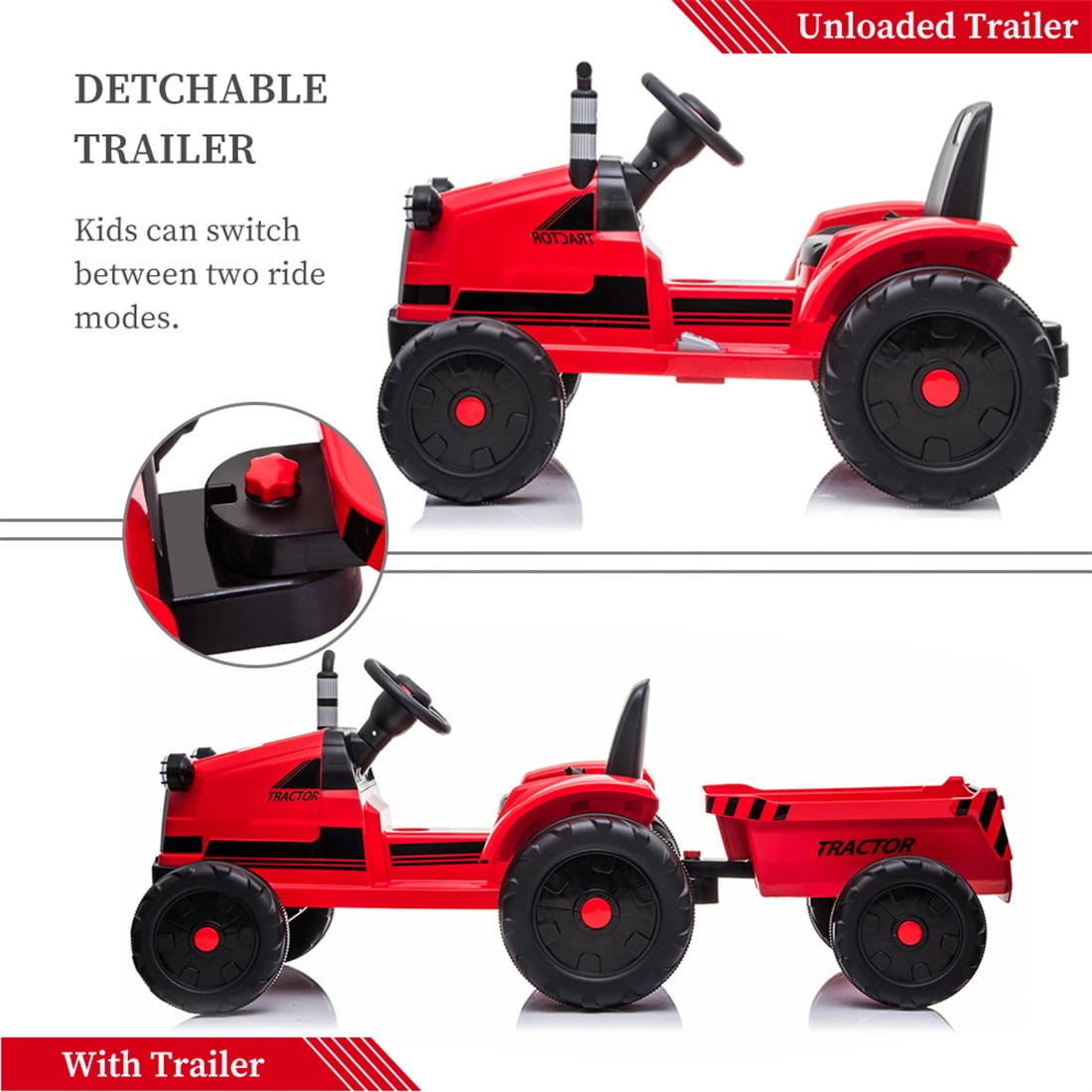 Private Jungle Boy Ride on Tractor, Battery-Powered Toy Tractor with Trailer, Ride On with LED Lights and USB&Bluetooth, Red Private Jungle Boy Ride on Tractor, Battery-Powered Toy Tractor with Trailer, Ride On with LED Lights and USB&Bluetooth, Red