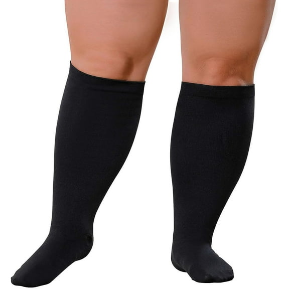1Pairs Plus Size Compression Socks: Wide Calf Compression Stockings for Men Women - Up to 7X Large 20-30 mmHg Compression Hose for Pregnancy Travel Running Nurses