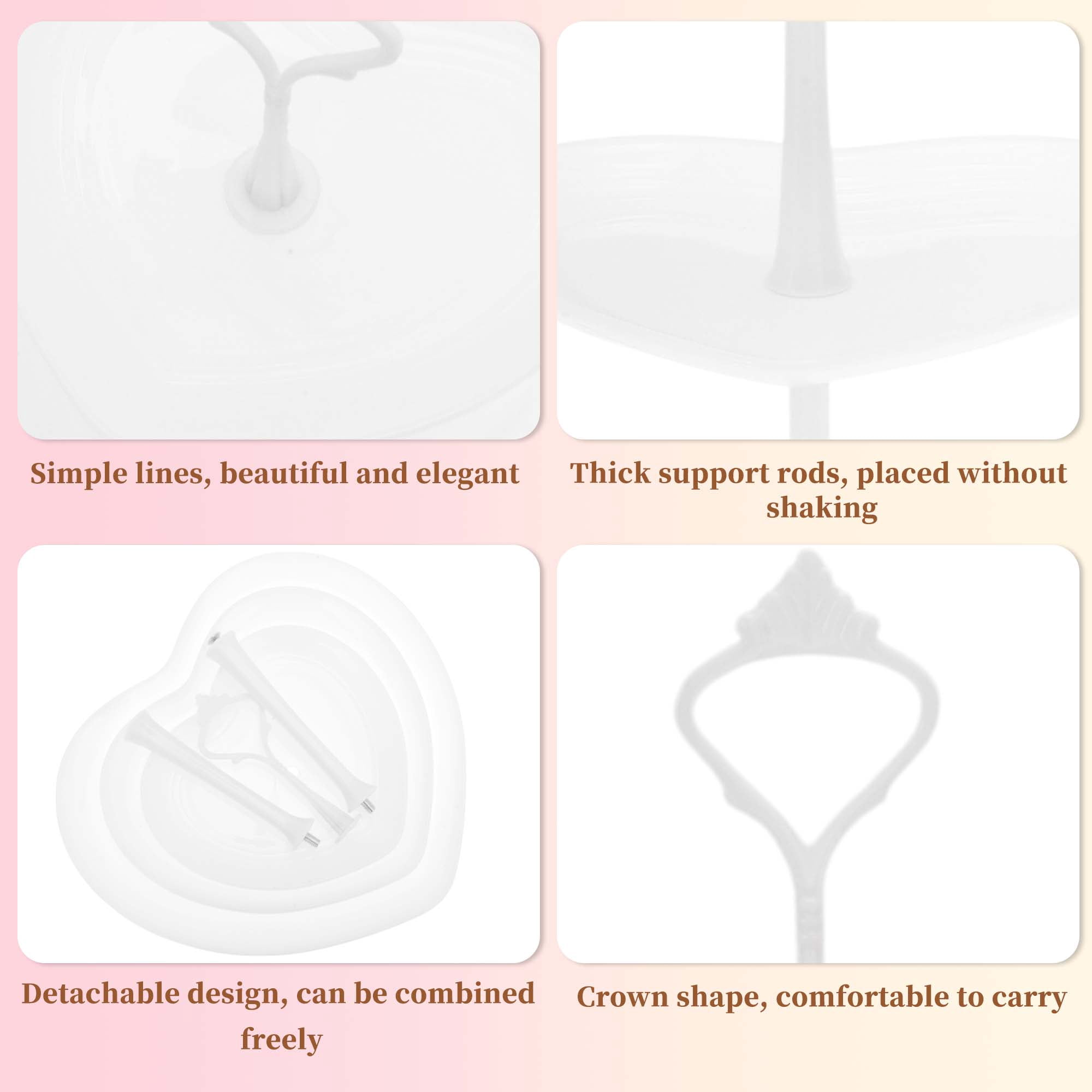 Unique Bargains 3-Layer Heart Shaped Cupcake Stand For Pastries Donuts White