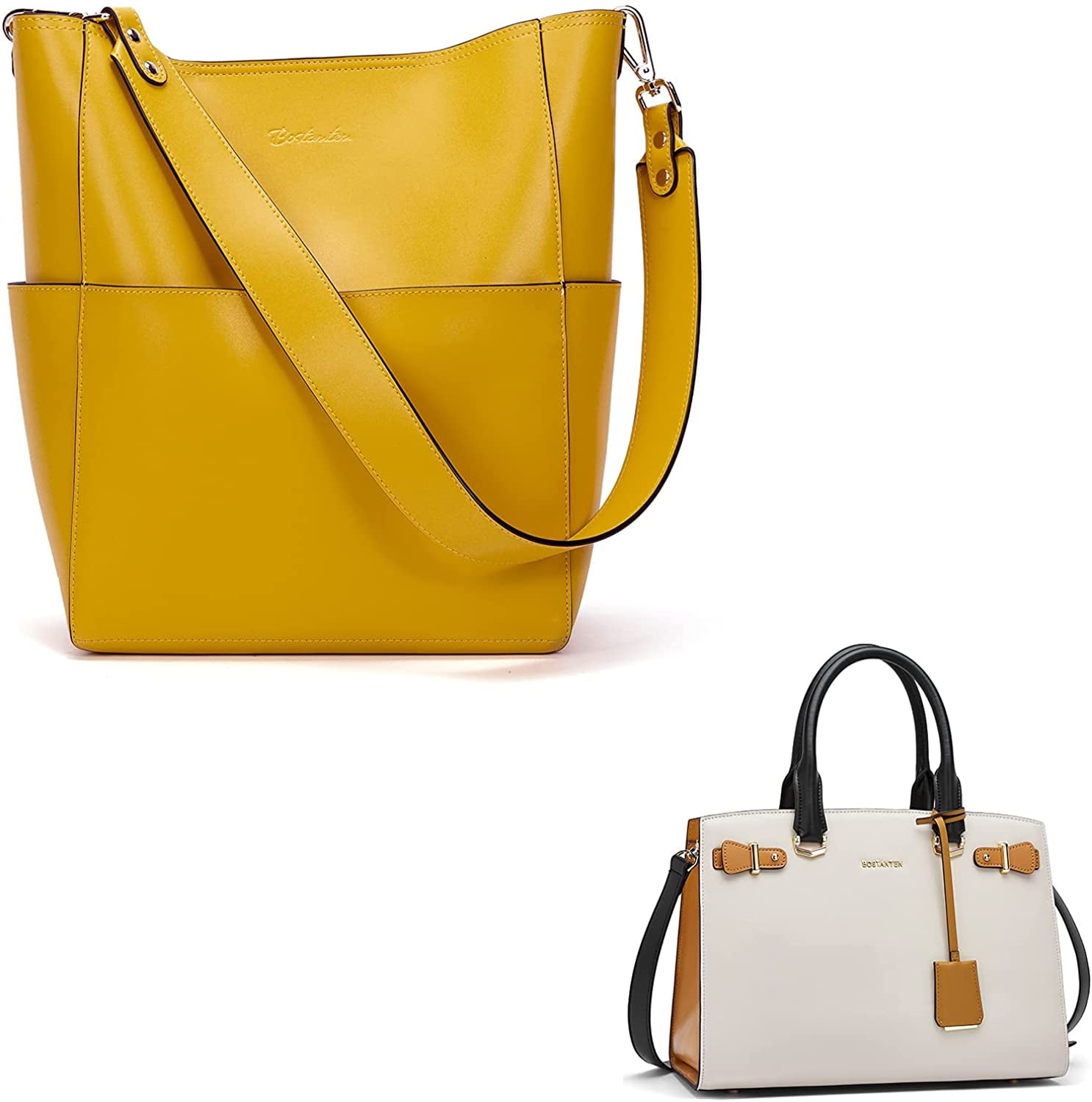 BOSTANTEN Women Leather Handbag Designer Satchel Purses Top Handle Shoulder Totes Crossbody Bag 