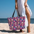 thumbnail image 4 of Yiaed Skull rose blue flower Print Large Capacity Beach Travel Bag - Waterproof Zipper Vacation Tote for Sandproof Storage, and Camping, 4 of 5