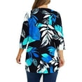 thumbnail image 4 of CYMMPU 3/4 Sleeve Blouses for Women Dressy Casual Crew Neck Fall Fashion Shirts Spring Tunic Tops Floral Printed Loose Fit Lightweight Basic T-Shirts Blue XL, 4 of 5
