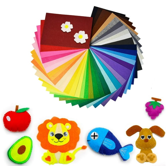 40 Pcs 6 x 6 Inches Craft Felt Fabric Sheets 1mm Thick, Assorted Colors Non Woven Felt Sheets, Thick Felt Fabric for Kids, DIY Sewing Crafts, Patchwork, School Projects, Decoration.