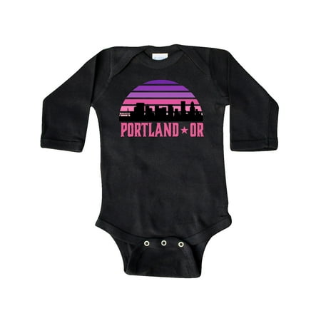 

Inktastic Portland Oregon Retro Sunset Skyline Gift Baby Girl Long Sleeve Bodysuit