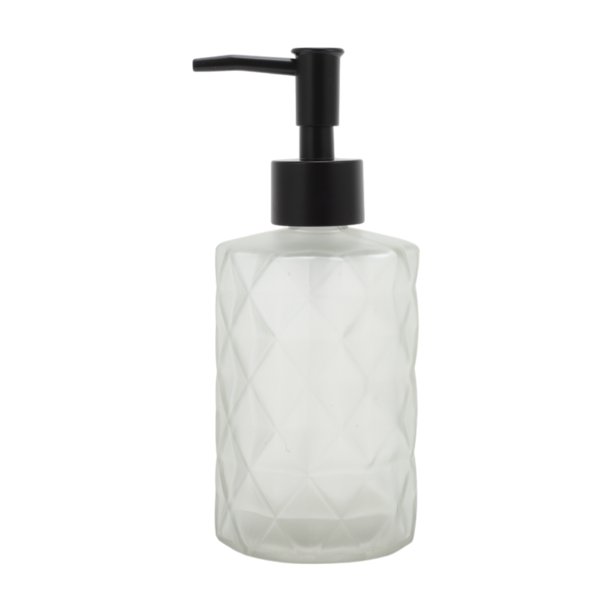 Dispensador de Jabón de Patrón de Diamante de Fondo Redondo 11.16oz Transparente Negro