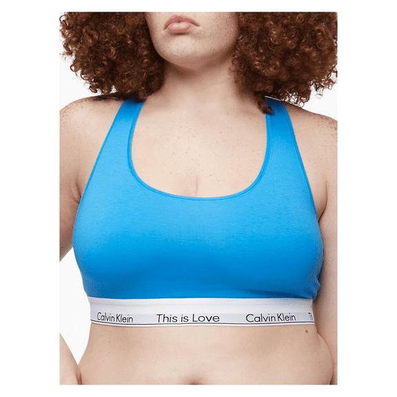 Calvin Klein Pride Cotton Plus This Is Love Unlined Bralette, Deep Sky Blue, 2X