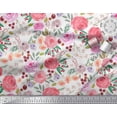 thumbnail image 2 of Soimoi White Japan Crepe Satin Fabric Leaves & Floral Watercolor Print Fabric by The Yard 42 Inch Wide, 2 of 3