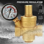 DERCLIVE Water Pressure Regulator,Pressure Regulator,DN15 Brass Adjustable Water Pressure Regulator Reducer With Gauge Meter for Tap Water Equipment