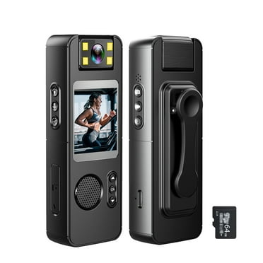 1080P Body Camera with Audio and Video Recording Wearable Body Cam WiFi Camera Camcorder with 180° Rotatable Lens LED Fill Lights Back Clip 64GB TF Card for Law Enforcement Delivery Personal