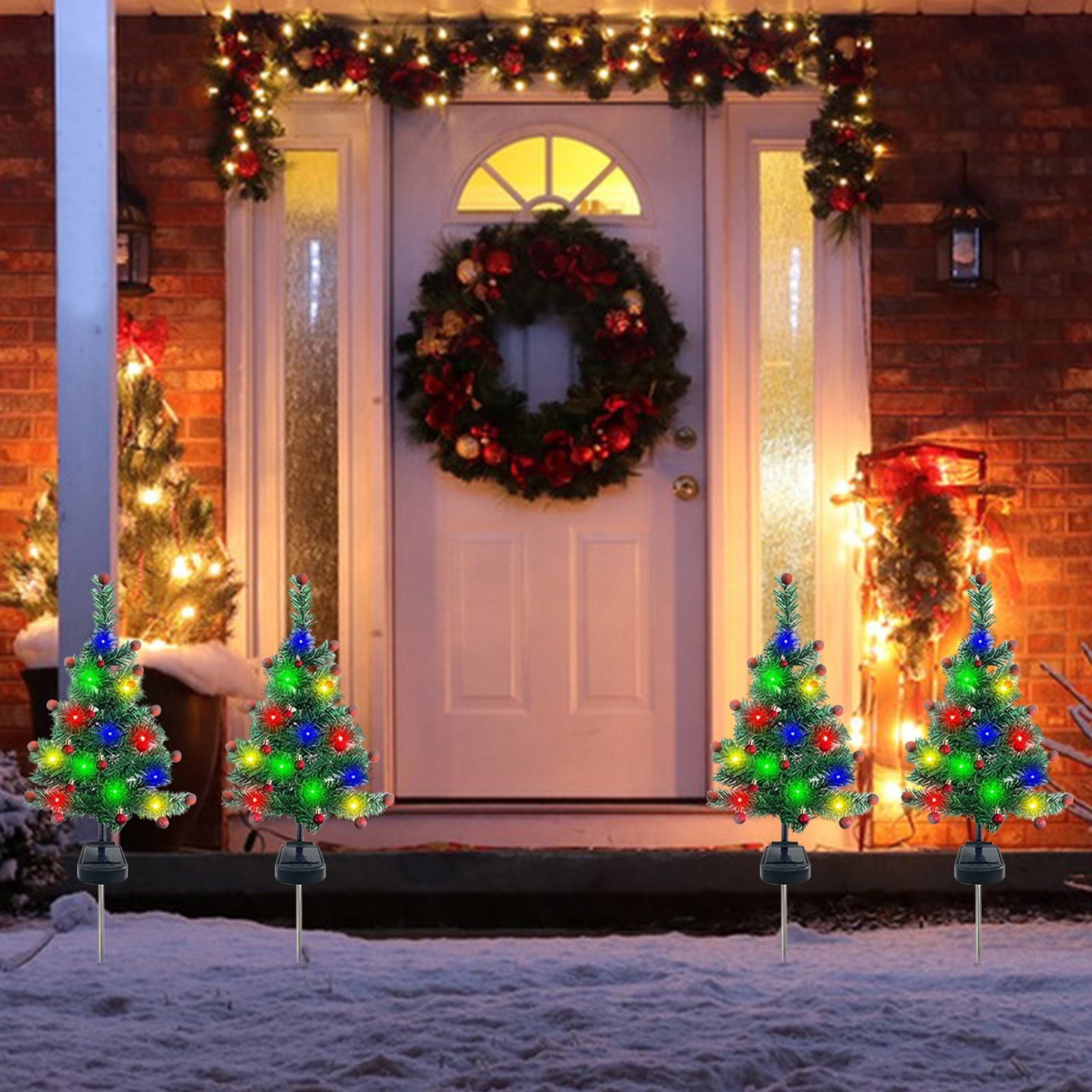 Coollooc Solar Christmas Tree Lights Outdoor,31 Inches Solar Powered Christmas Lights Outdoor Waterproof,Christmas Decorations Lights Outside,8 Modes Outdoor Xmas Tree Decor For Yard Garden Cemetery