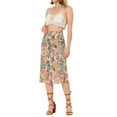 thumbnail image 2 of Allegra K Women's Floral Chiffon High Waist Midi Pencil Skirt L Green, 2 of 5
