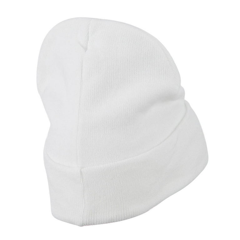 Big Size Superior Cotton Long Knitting Beanie - White XL-3XL